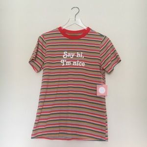 ban.do - Say Hi, I’m Nice Striped Ringer Tee